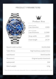 Foto 5 | Reloj Olevs De Acero Inoxidable A La Moda Para Hombre, Clásico, Azul Con Fecha - Venta Internacional.
