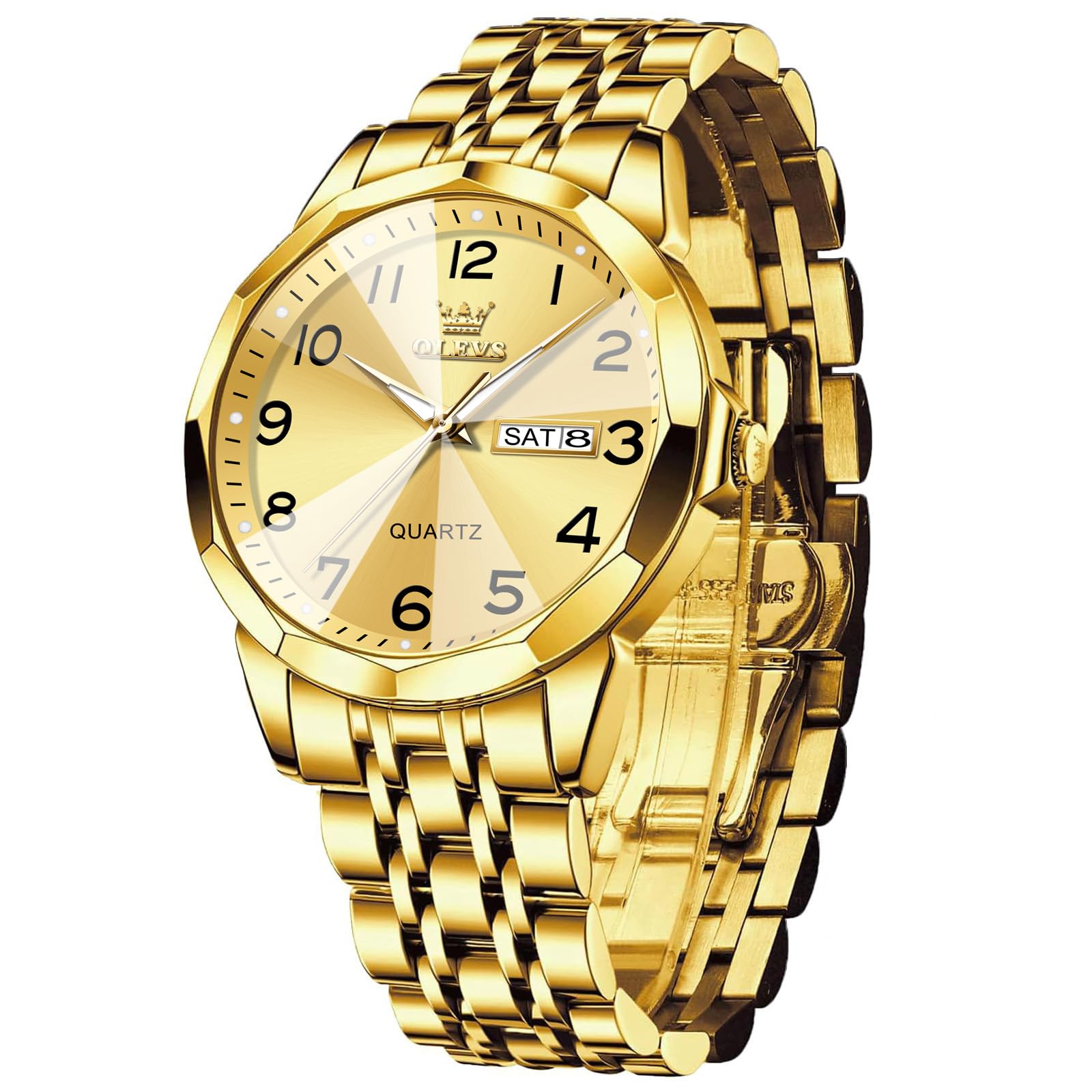 Reloj Olevs Para Hombre Con Correa De Acero Inoxidable Dorado Resistente Al Agua - Venta Internacional.