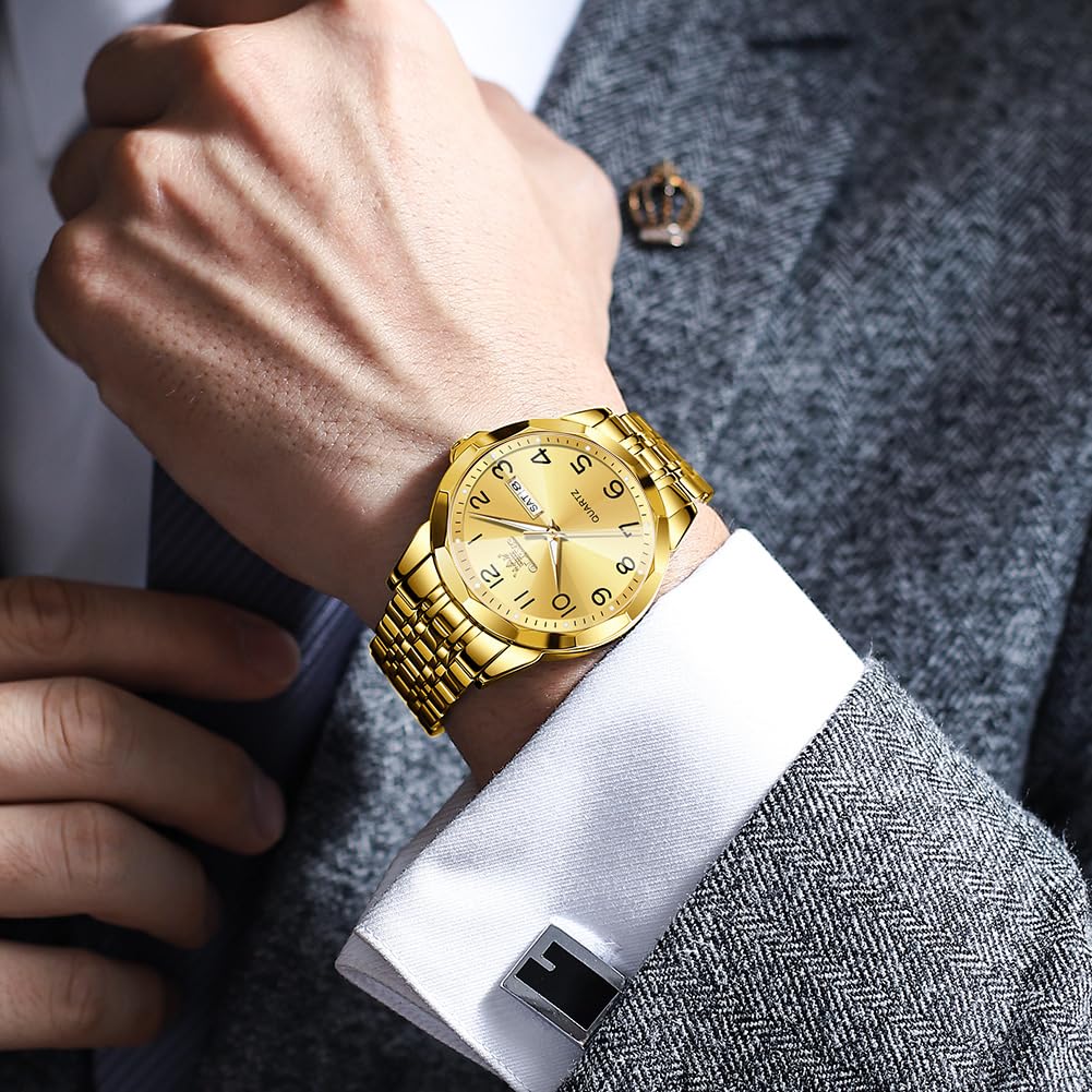 Foto 3 | Reloj Olevs Para Hombre Con Correa De Acero Inoxidable Dorado Resistente Al Agua - Venta Internacional.