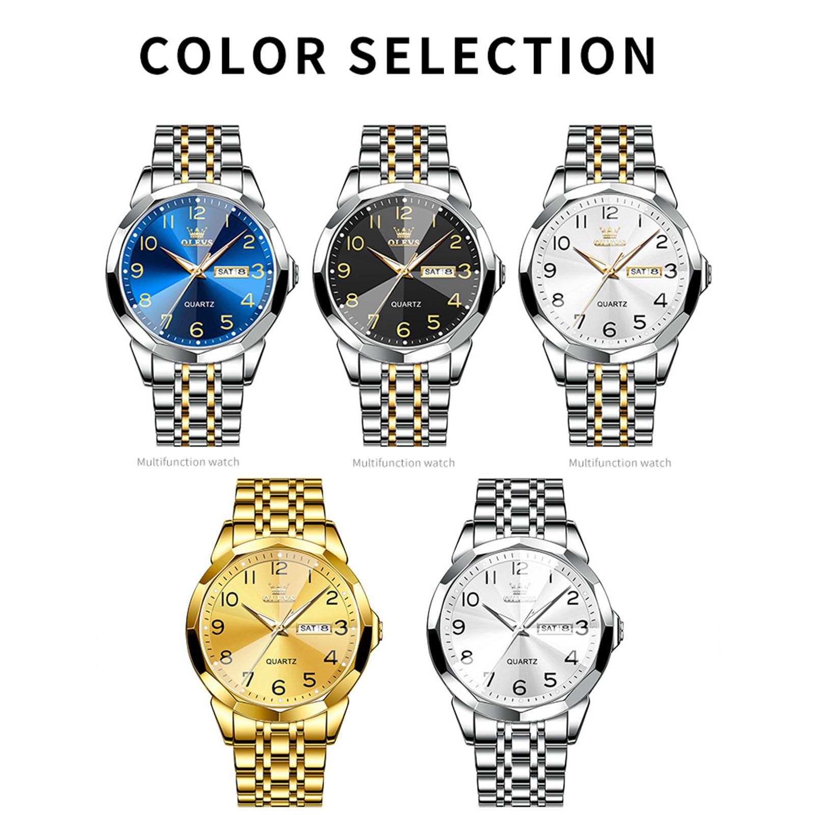 Foto 7 pulgar | Reloj Olevs Para Hombre Con Correa De Acero Inoxidable Dorado Resistente Al Agua - Venta Internacional.