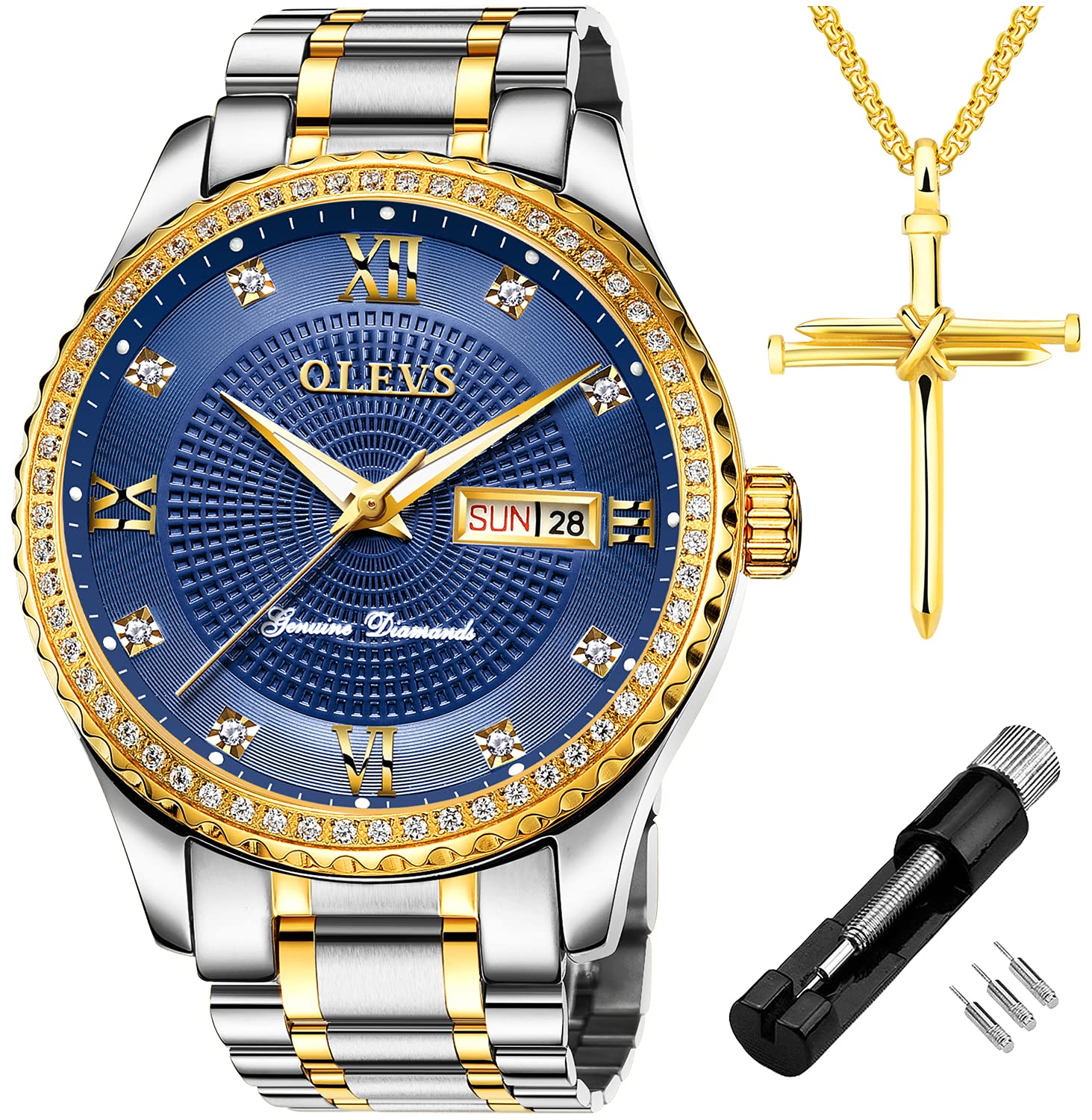 Reloj Olevs Luxury Diamonds Royal Blue Waterproof Para Hombre - Venta Internacional.