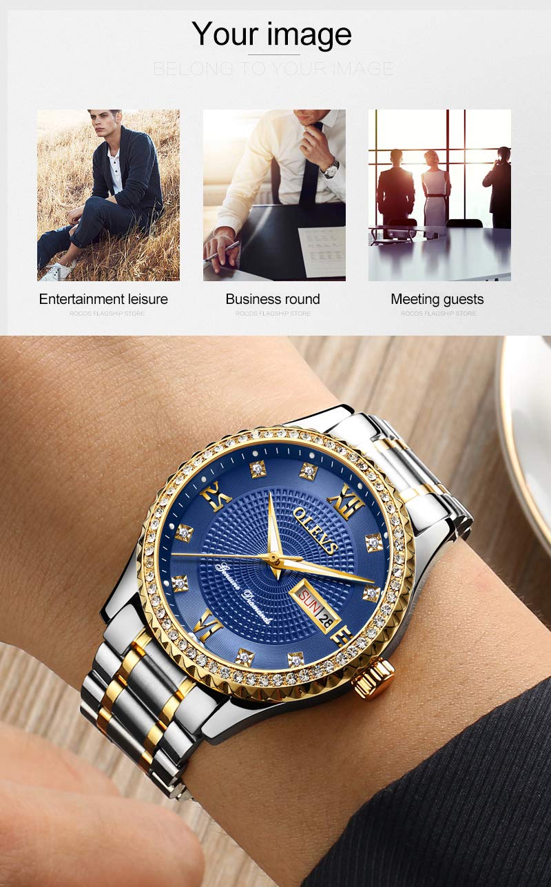Foto 7 pulgar | Reloj Olevs Luxury Diamonds Royal Blue Waterproof Para Hombre - Venta Internacional.