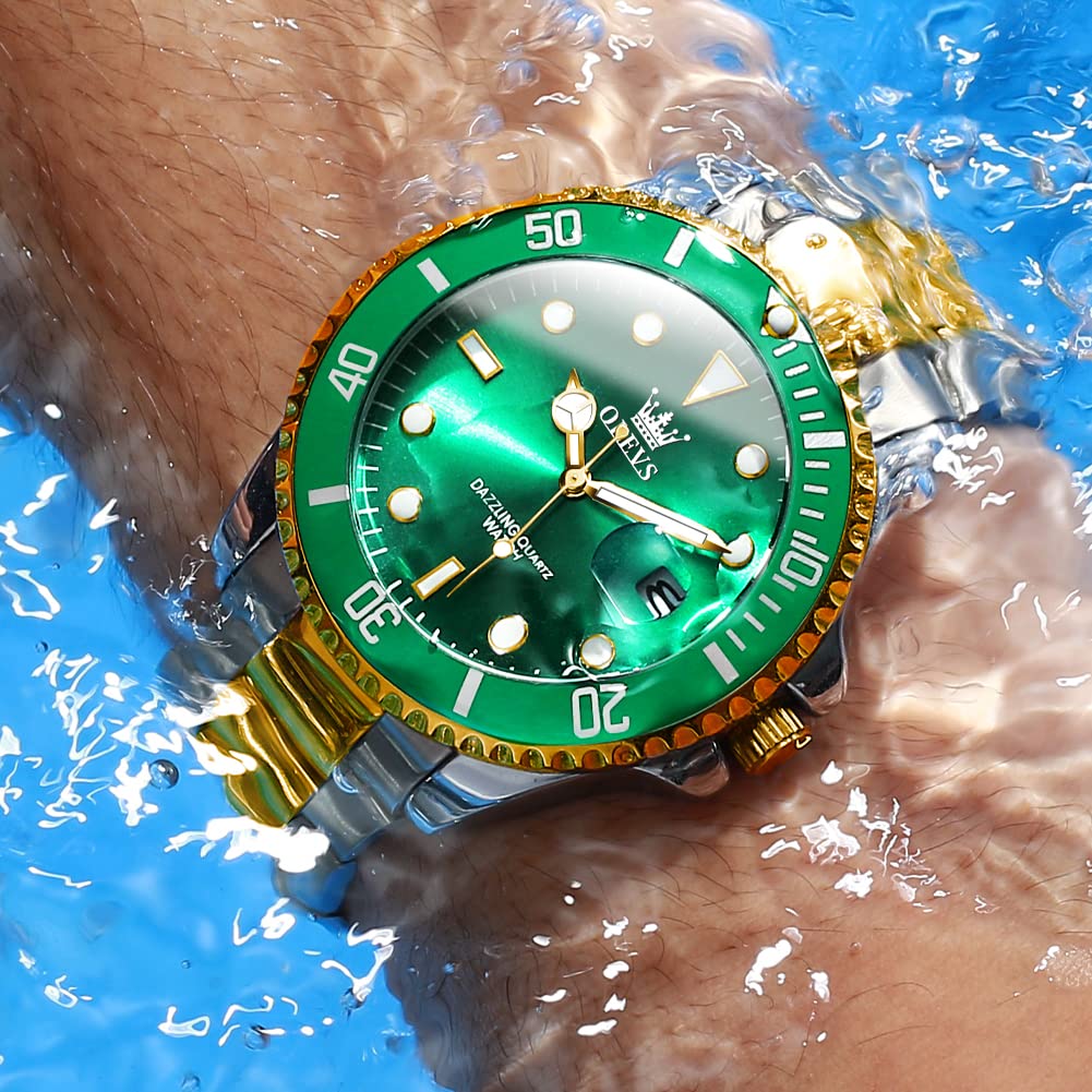Foto 5 pulgar | Reloj Olevs De Acero Inoxidable Verde Con Fecha Para Hombre - Venta Internacional.