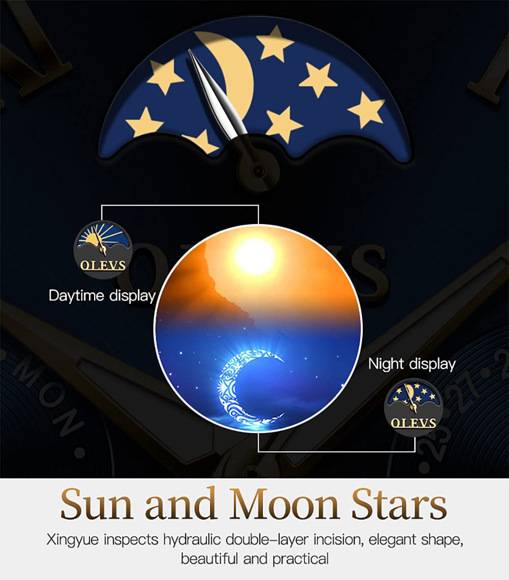 Foto 5 | Reloj Olevs Green Automatic Mechanical Moon Phase Para Hombre - Venta Internacional.