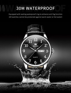 Foto 6 | Reloj Olevs Para Hombre De Cuero Negro Analógico De Cuarzo Resistente Al Agua - Venta Internacional.