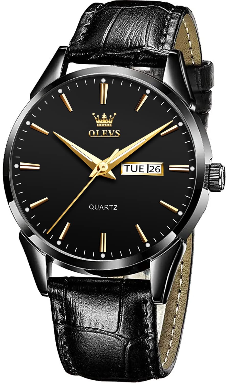 Foto 2 pulgar | Reloj Olevs Fashion Business Dress De Cuero Negro Para Hombre - Venta Internacional.