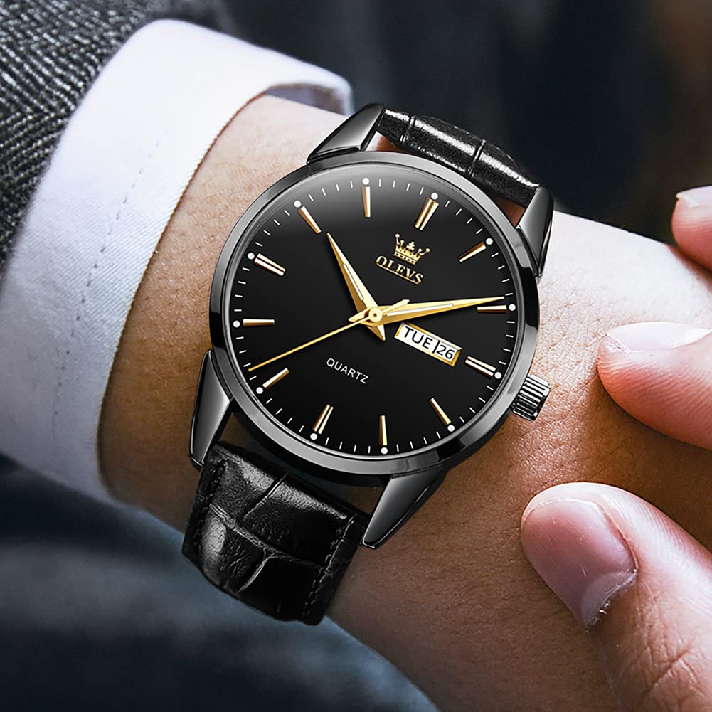 Foto 2 | Reloj Olevs Fashion Business Dress De Cuero Negro Para Hombre - Venta Internacional.