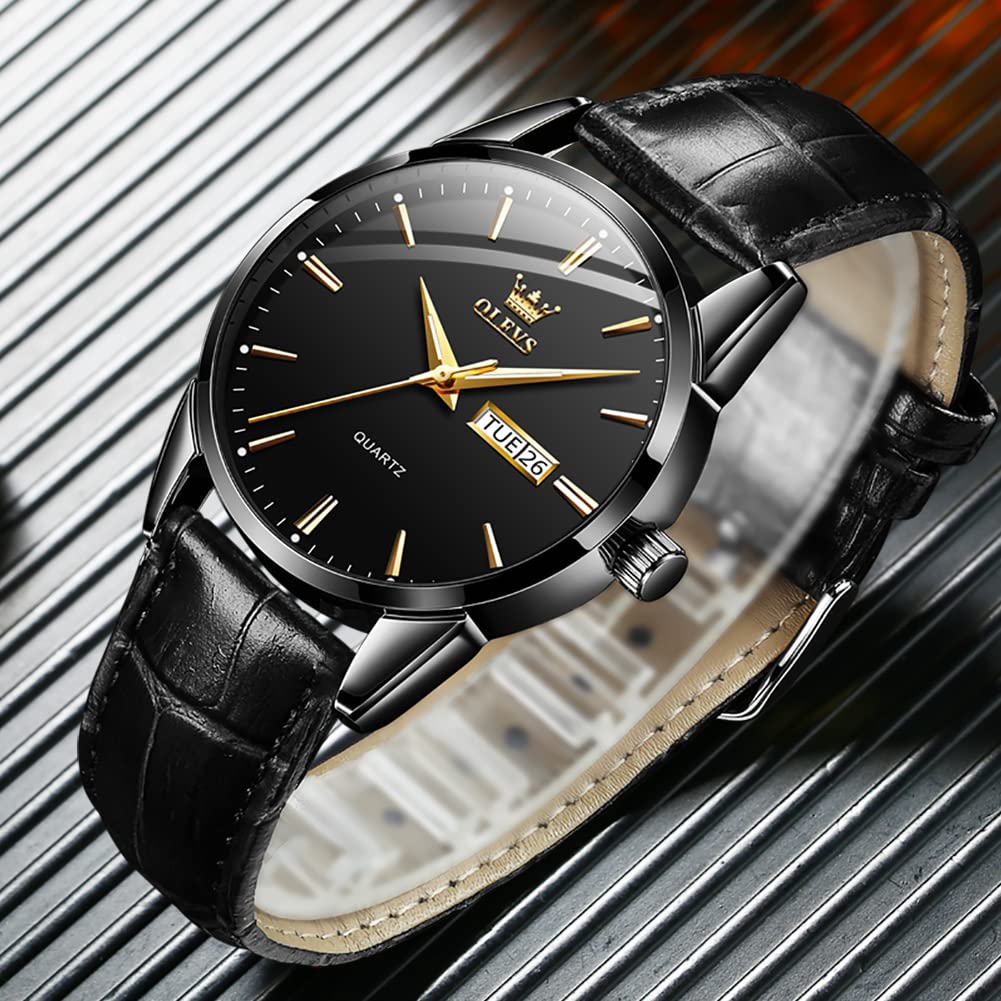 Foto 4 pulgar | Reloj Olevs Fashion Business Dress De Cuero Negro Para Hombre - Venta Internacional.