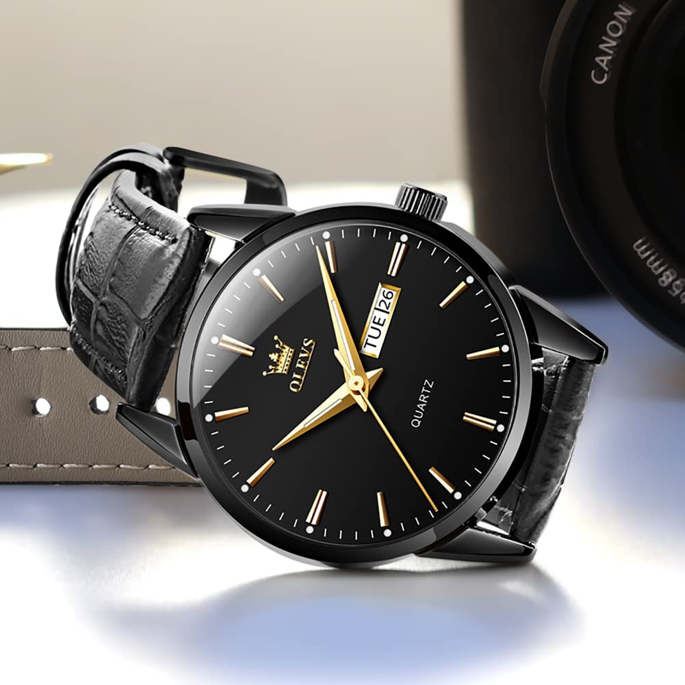 Foto 5 pulgar | Reloj Olevs Fashion Business Dress De Cuero Negro Para Hombre - Venta Internacional.