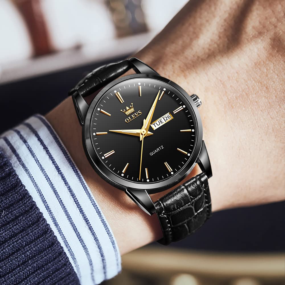 Foto 6 pulgar | Reloj Olevs Fashion Business Dress De Cuero Negro Para Hombre - Venta Internacional.