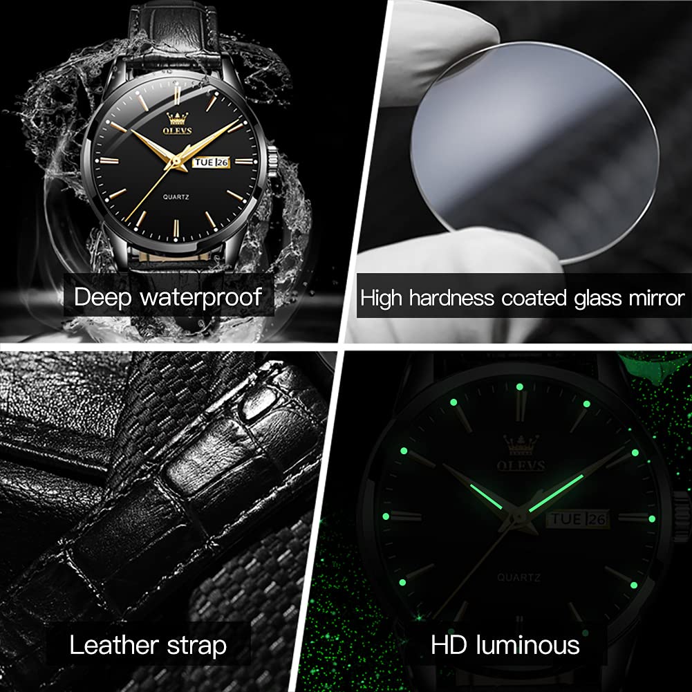 Foto 7 pulgar | Reloj Olevs Fashion Business Dress De Cuero Negro Para Hombre - Venta Internacional.
