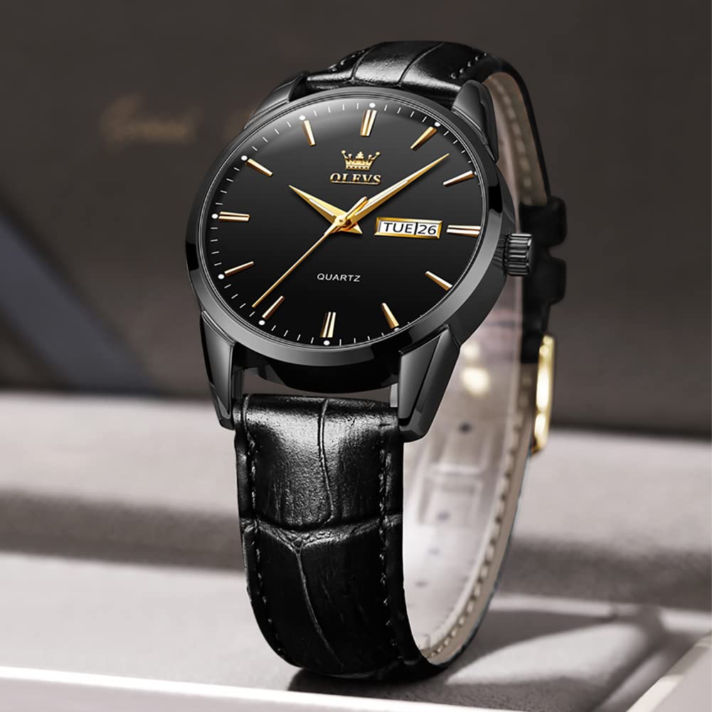 Foto 8 pulgar | Reloj Olevs Fashion Business Dress De Cuero Negro Para Hombre - Venta Internacional.