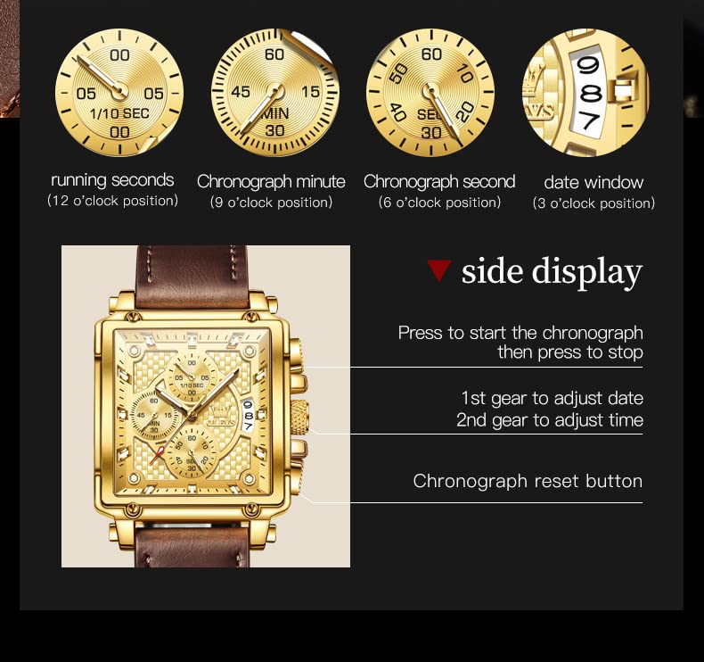 Foto 7 pulgar | Reloj Olevs Square Chronograph Fashion Business Para Hombre - Venta Internacional.