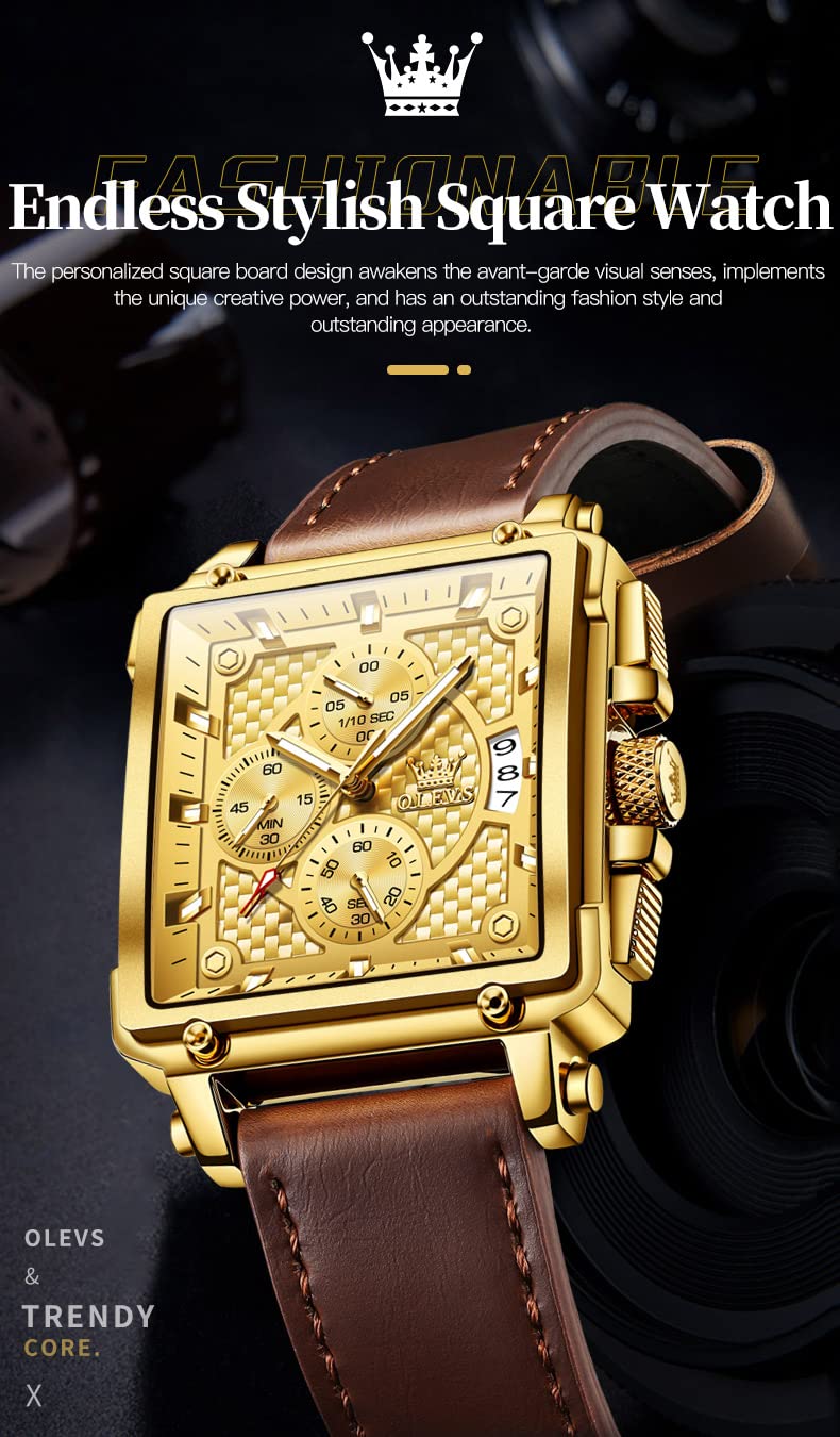 Foto 7 | Reloj Olevs Square Chronograph Fashion Business Para Hombre - Venta Internacional.