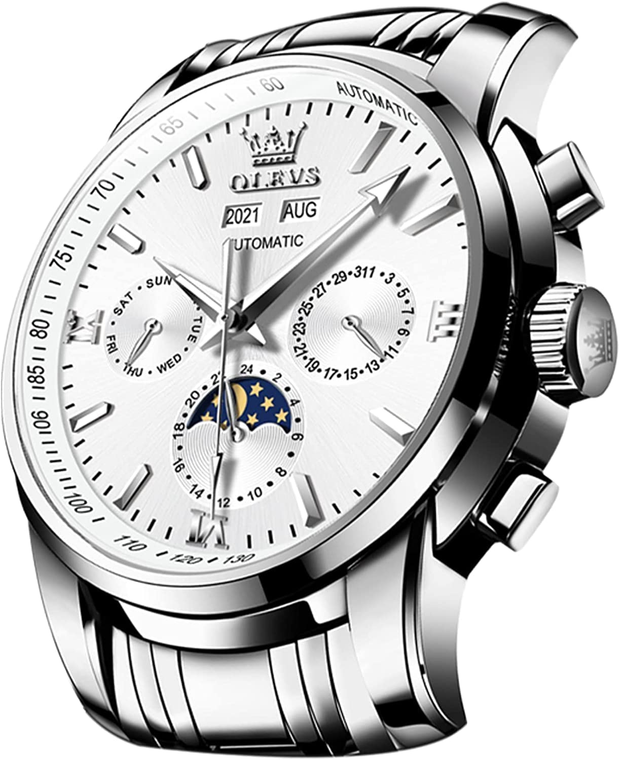 Foto 2 pulgar | Reloj Olevs Automatic Auto Winding Moon Phase Para Hombre - Venta Internacional.