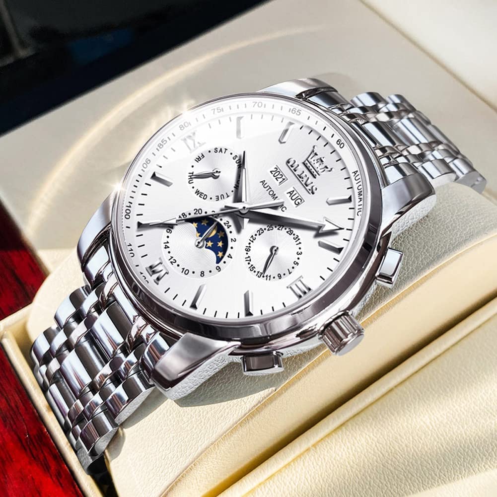 Foto 3 pulgar | Reloj Olevs Automatic Auto Winding Moon Phase Para Hombre - Venta Internacional.