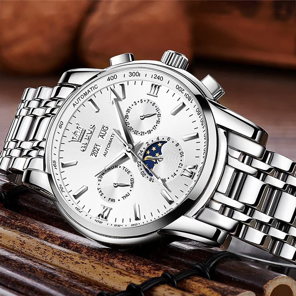 Foto 4 pulgar | Reloj Olevs Automatic Auto Winding Moon Phase Para Hombre - Venta Internacional.