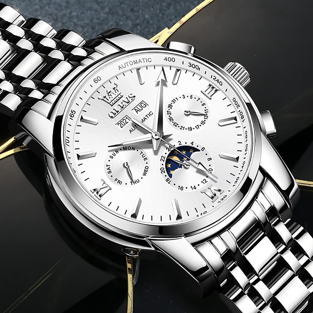 Foto 8 pulgar | Reloj Olevs Automatic Auto Winding Moon Phase Para Hombre - Venta Internacional.