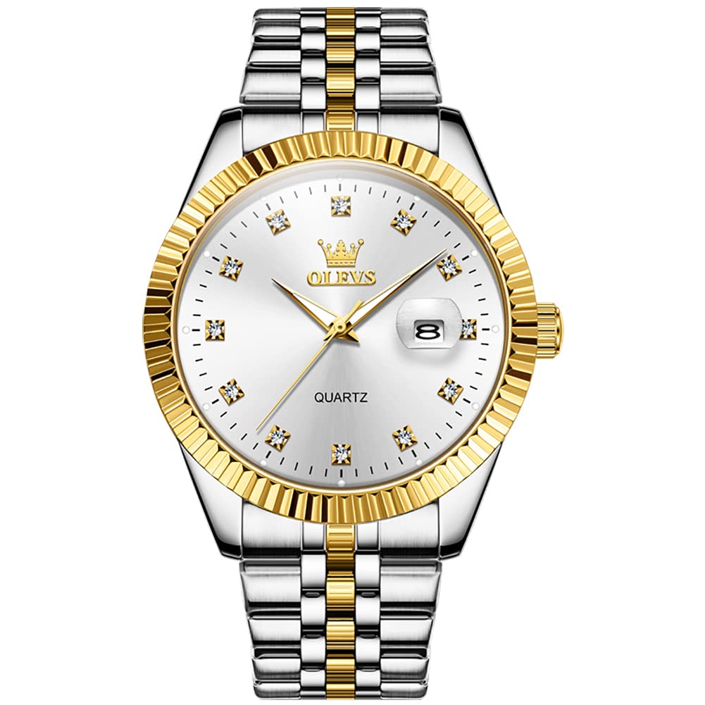 Reloj Olevs Blanco Para Hombre Con Fecha De Acero Inoxidable Resistente Al Agua - Venta Internacional.