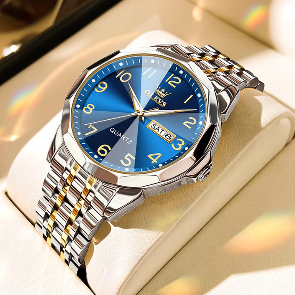 Foto 5 pulgar | Reloj Olevs Blue Para Hombre Con Esfera Grande Y Correa De Acero Inoxidable - Venta Internacional.