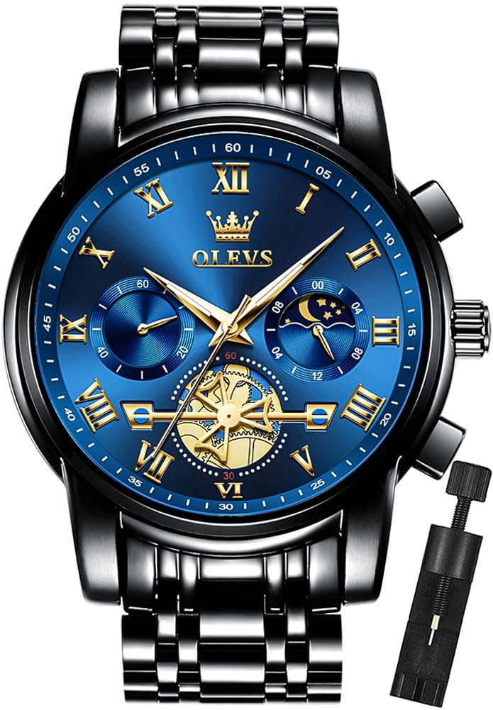 Foto 2 pulgar | Reloj De Pulsera Olevs Chronograph Quartz De Acero Inoxidable Para Hombre - Venta Internacional.