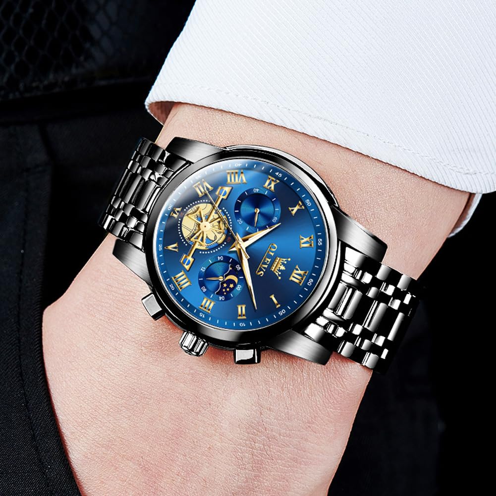 Foto 5 pulgar | Reloj De Pulsera Olevs Chronograph Quartz De Acero Inoxidable Para Hombre - Venta Internacional.