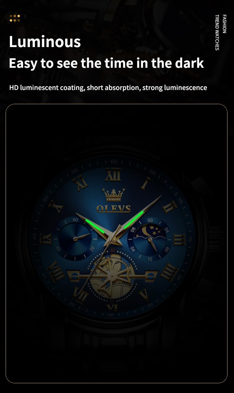 Foto 7 | Reloj De Pulsera Olevs Chronograph Quartz De Acero Inoxidable Para Hombre - Venta Internacional.