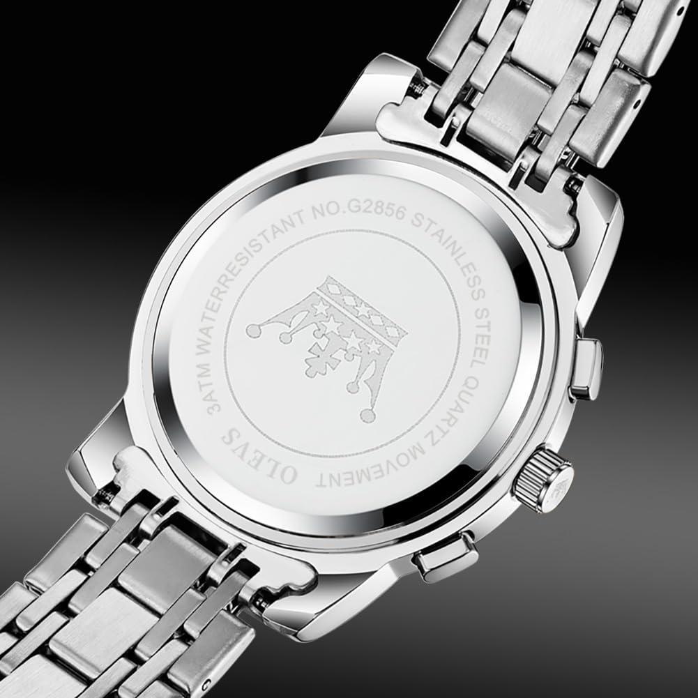 Foto 5 | Reloj De Pulsera Olevs Para Hombre Con Cronógrafo De Acero Inoxidable Negro - Venta Internacional.