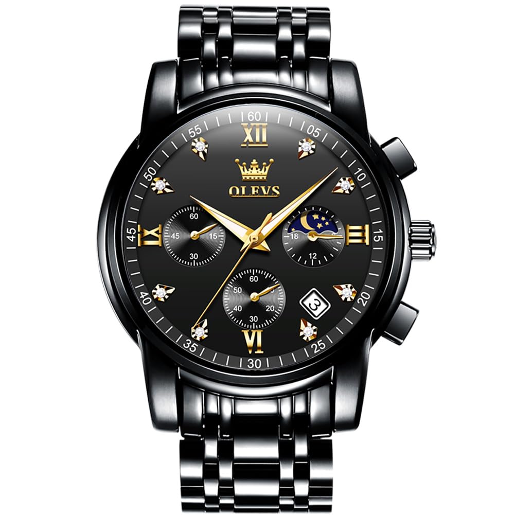 Reloj Olevs Black Luxury Dress Analog Quartz Para Hombre - Venta Internacional.