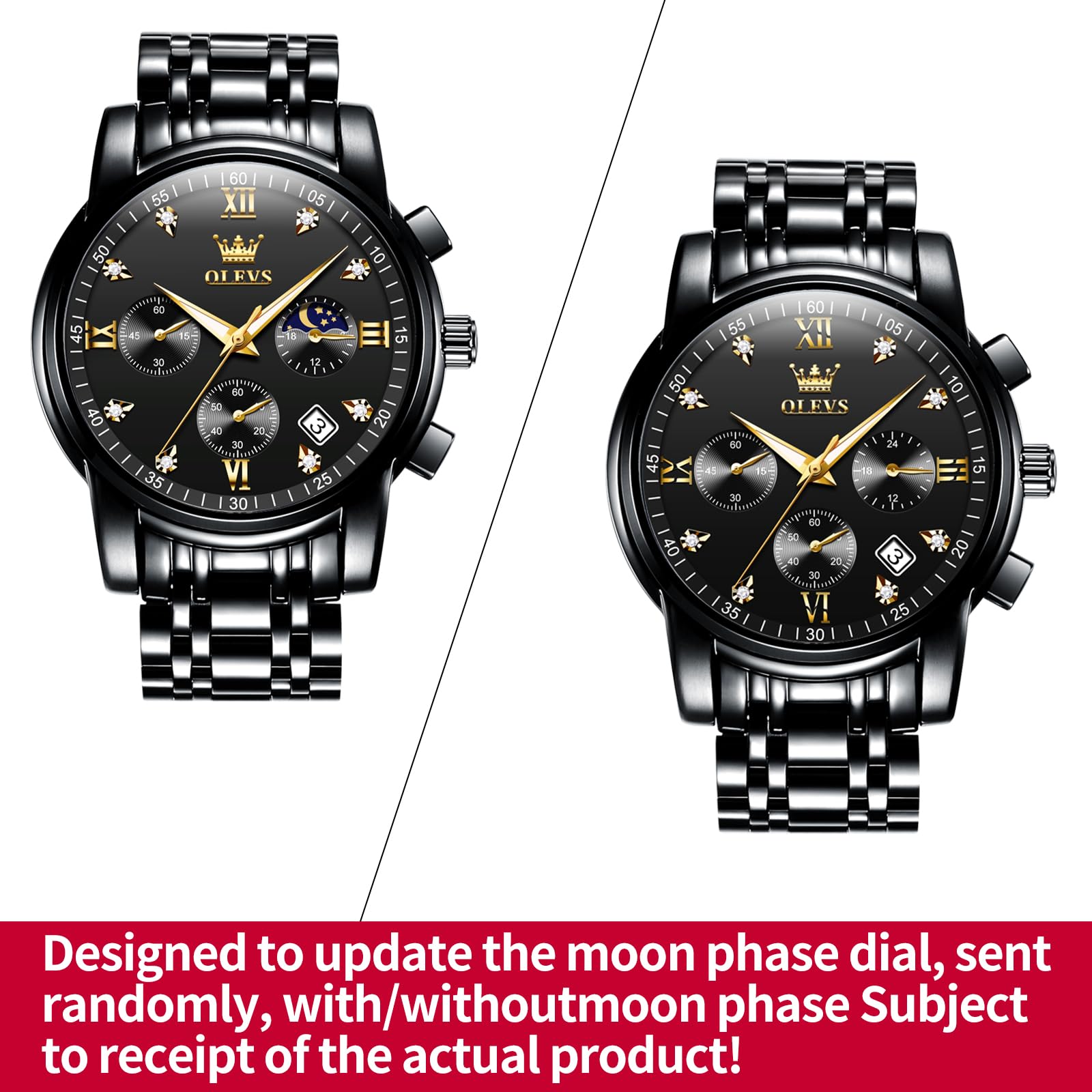 Foto 3 pulgar | Reloj Olevs Black Luxury Dress Analog Quartz Para Hombre - Venta Internacional.
