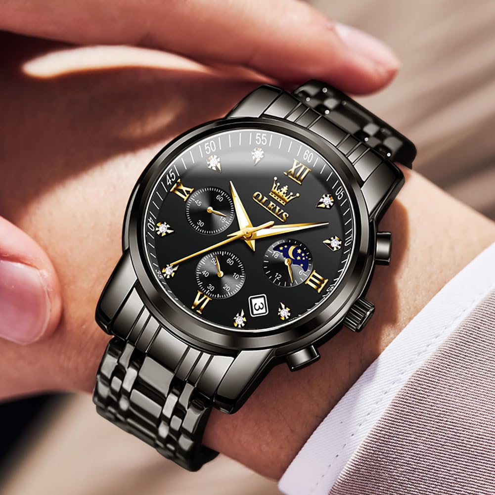 Foto 4 pulgar | Reloj Olevs Black Luxury Dress Analog Quartz Para Hombre - Venta Internacional.