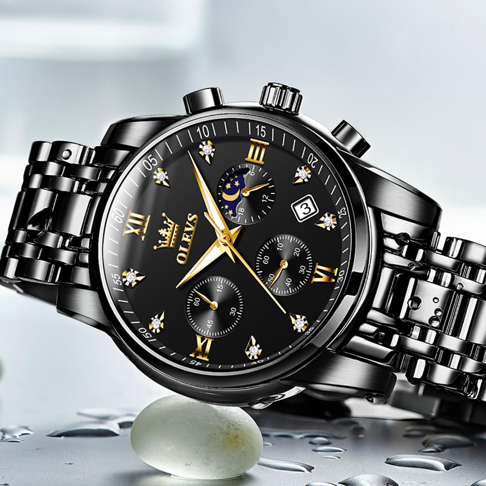 Foto 5 pulgar | Reloj Olevs Black Luxury Dress Analog Quartz Para Hombre - Venta Internacional.