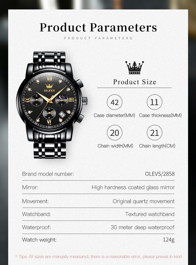 Foto 7 pulgar | Reloj Olevs Black Luxury Dress Analog Quartz Para Hombre - Venta Internacional.