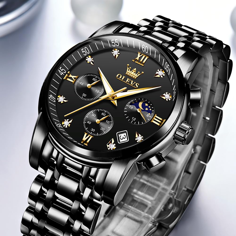 Foto 8 pulgar | Reloj Olevs Black Luxury Dress Analog Quartz Para Hombre - Venta Internacional.