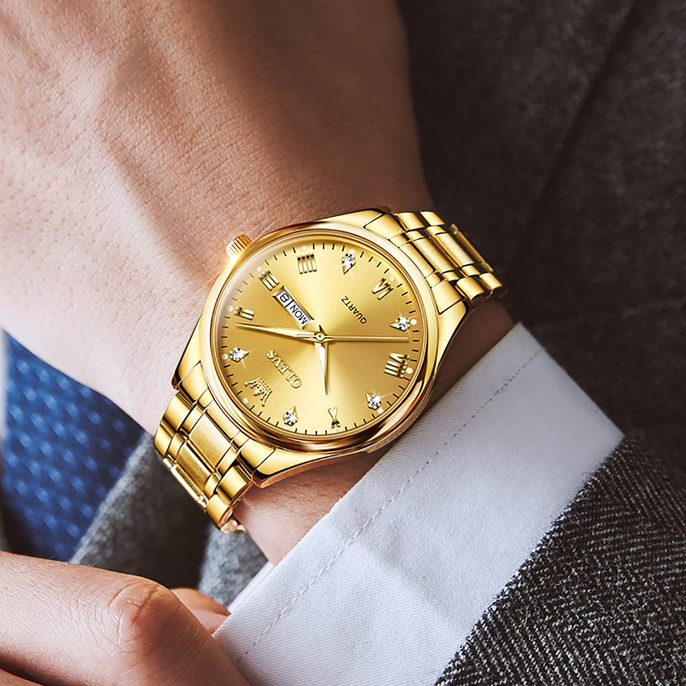 Foto 4 | Reloj Olevs Waterpro Para Hombre, Analógico, Cuarzo Dorado, Acero Inoxidable - Venta Internacional.