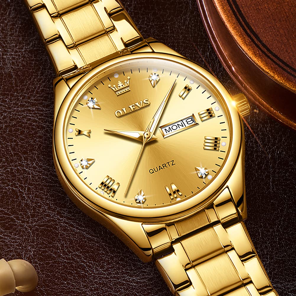 Foto 7 pulgar | Reloj Olevs Waterpro Para Hombre, Analógico, Cuarzo Dorado, Acero Inoxidable - Venta Internacional.