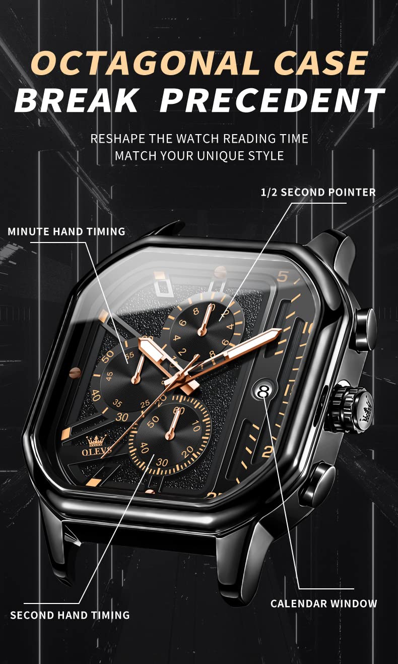 Foto 6 pulgar | Reloj Olevs Square Chronograph Fashion Business Para Hombre - Venta Internacional.