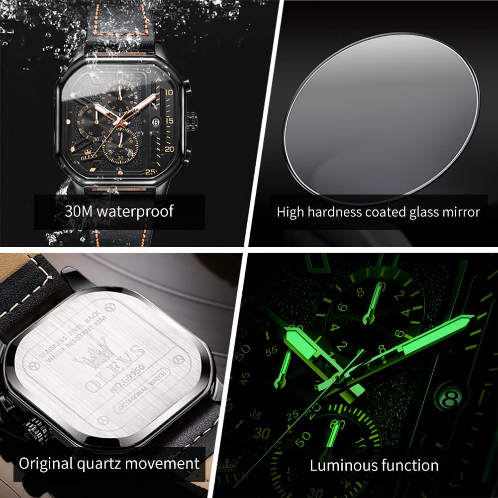 Foto 8 pulgar | Reloj Olevs Square Chronograph Fashion Business Para Hombre - Venta Internacional.