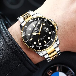 Foto 2 | Reloj Olevs De Acero Inoxidable Dorado Y Negro Para Hombre, Resistente Al Agua Hasta 3 Atm - Venta Internacional.