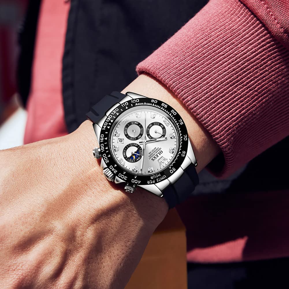 Foto 7 pulgar | Reloj Olevs Para Hombre, Cronógrafo Analógico De Cuarzo, Resistente Al Agua, Plateado - Venta Internacional.