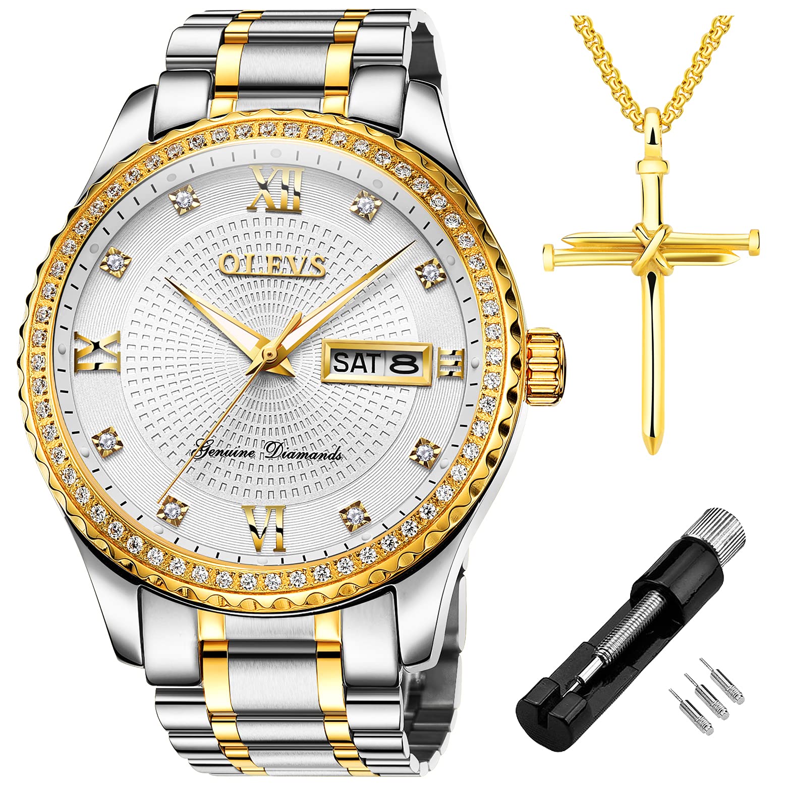 Reloj Olevs Diamond Para Hombre, Vestido De Negocios Impermeable Y Luminoso - Venta Internacional.
