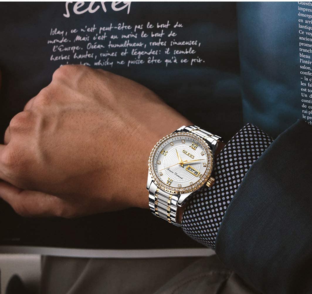 Foto 3 | Reloj Olevs Diamond Para Hombre, Vestido De Negocios Impermeable Y Luminoso - Venta Internacional.