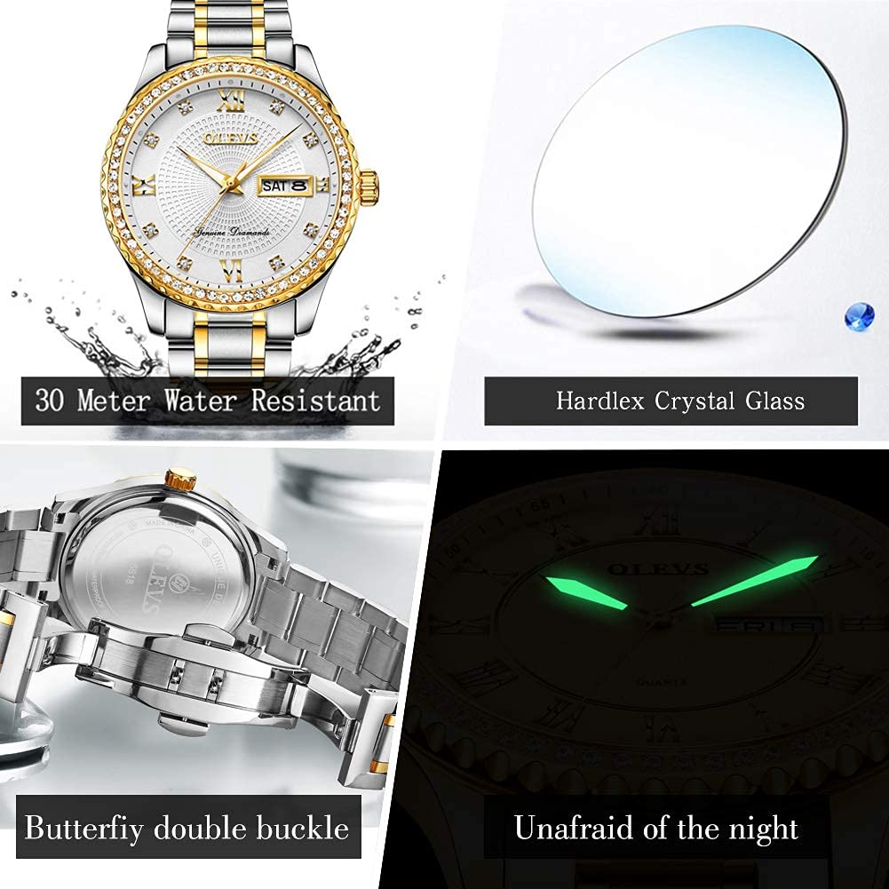 Foto 5 pulgar | Reloj Olevs Diamond Para Hombre, Vestido De Negocios Impermeable Y Luminoso - Venta Internacional.