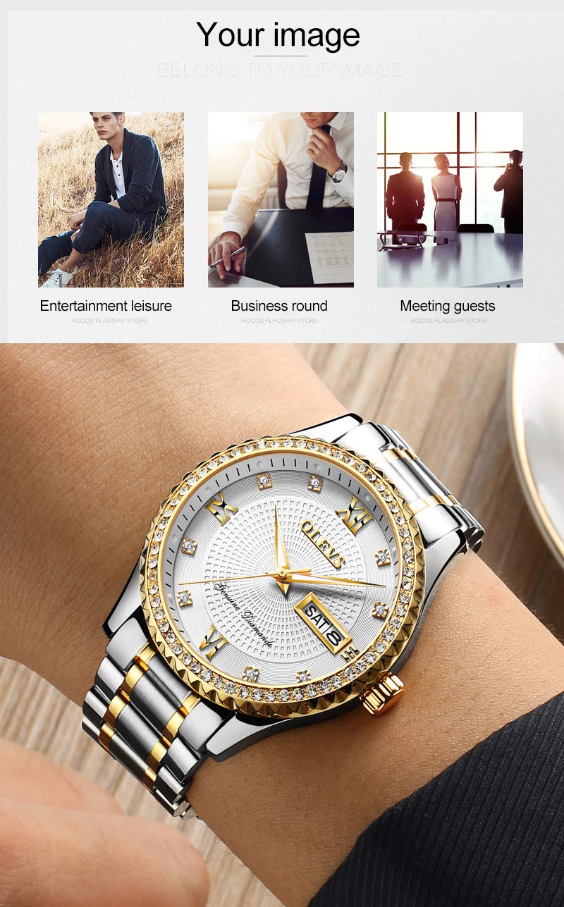Foto 7 pulgar | Reloj Olevs Diamond Para Hombre, Vestido De Negocios Impermeable Y Luminoso - Venta Internacional.