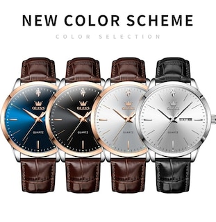 Foto 6 | Reloj Olevs De Cuero Negro Con Esfera Blanca Para Hombre, 43 Mm - Venta Internacional.