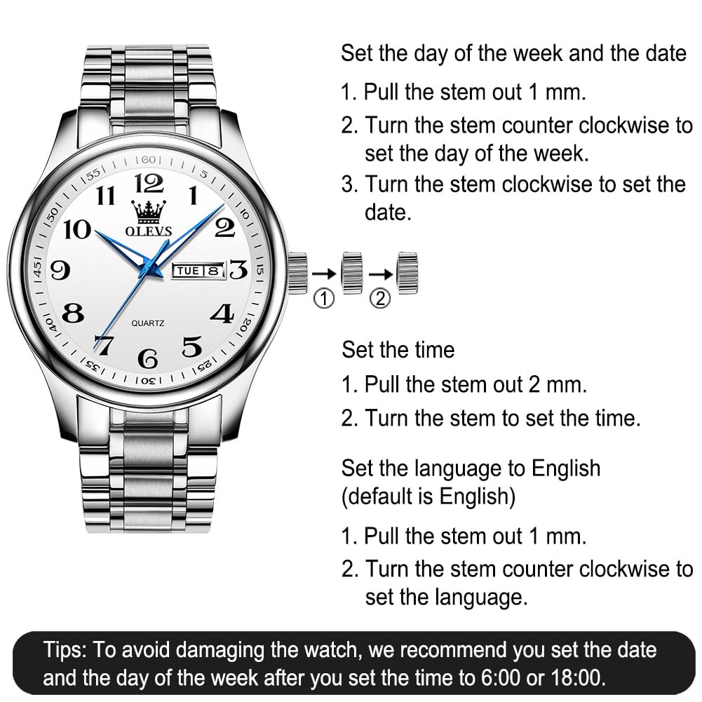 Foto 7 pulgar | Reloj Olevs De Cuarzo Blanco De Acero Inoxidable Para Hombre Con Fecha - Venta Internacional.