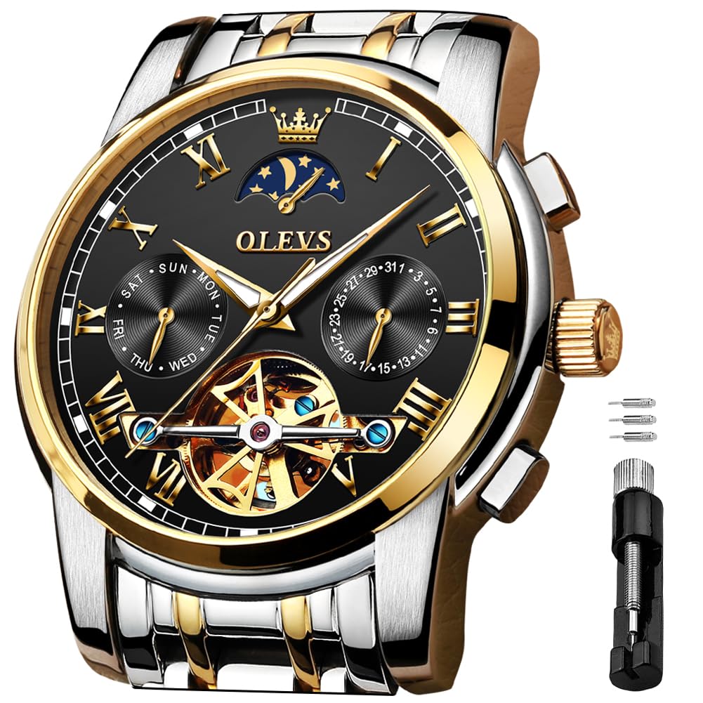 Foto 2 pulgar | Reloj Olevs Tourbillon Mecánico Automático Moon Phase Para Hombre - Venta Internacional.
