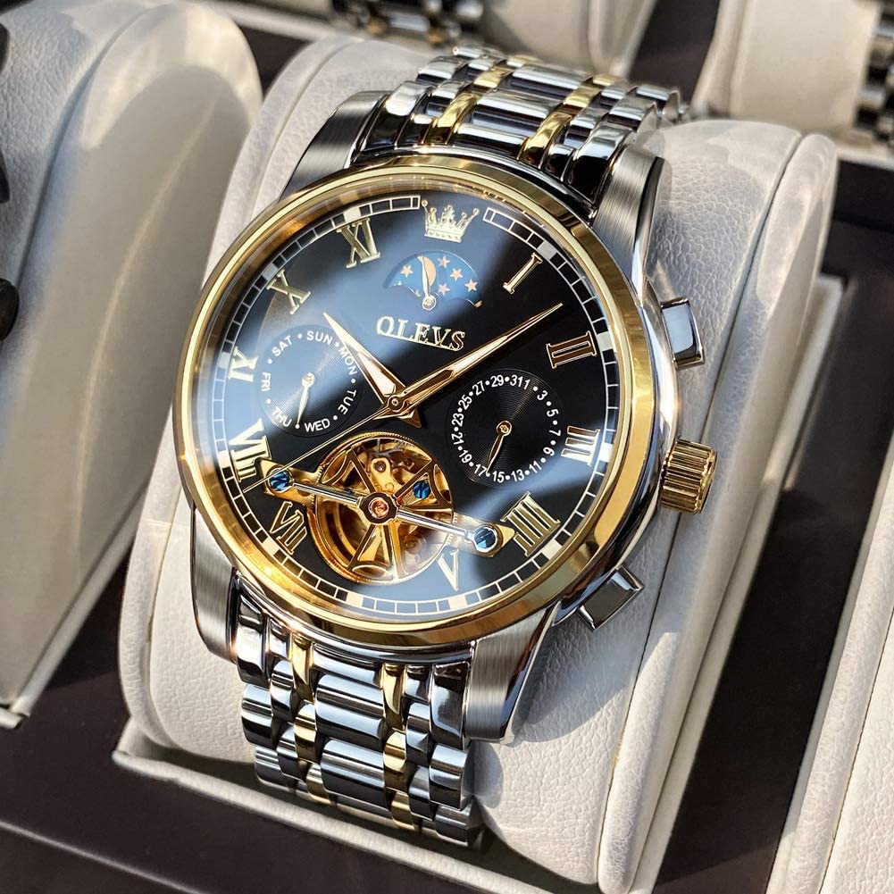 Foto 4 pulgar | Reloj Olevs Tourbillon Mecánico Automático Moon Phase Para Hombre - Venta Internacional.