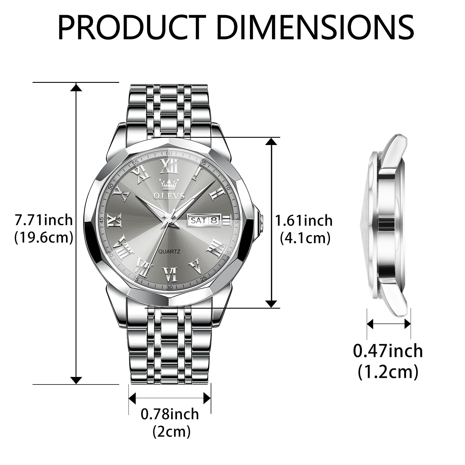Foto 7 pulgar | Reloj Olevs Gris Plateado De Acero Inoxidable Impermeable Para Hombre - Venta Internacional.