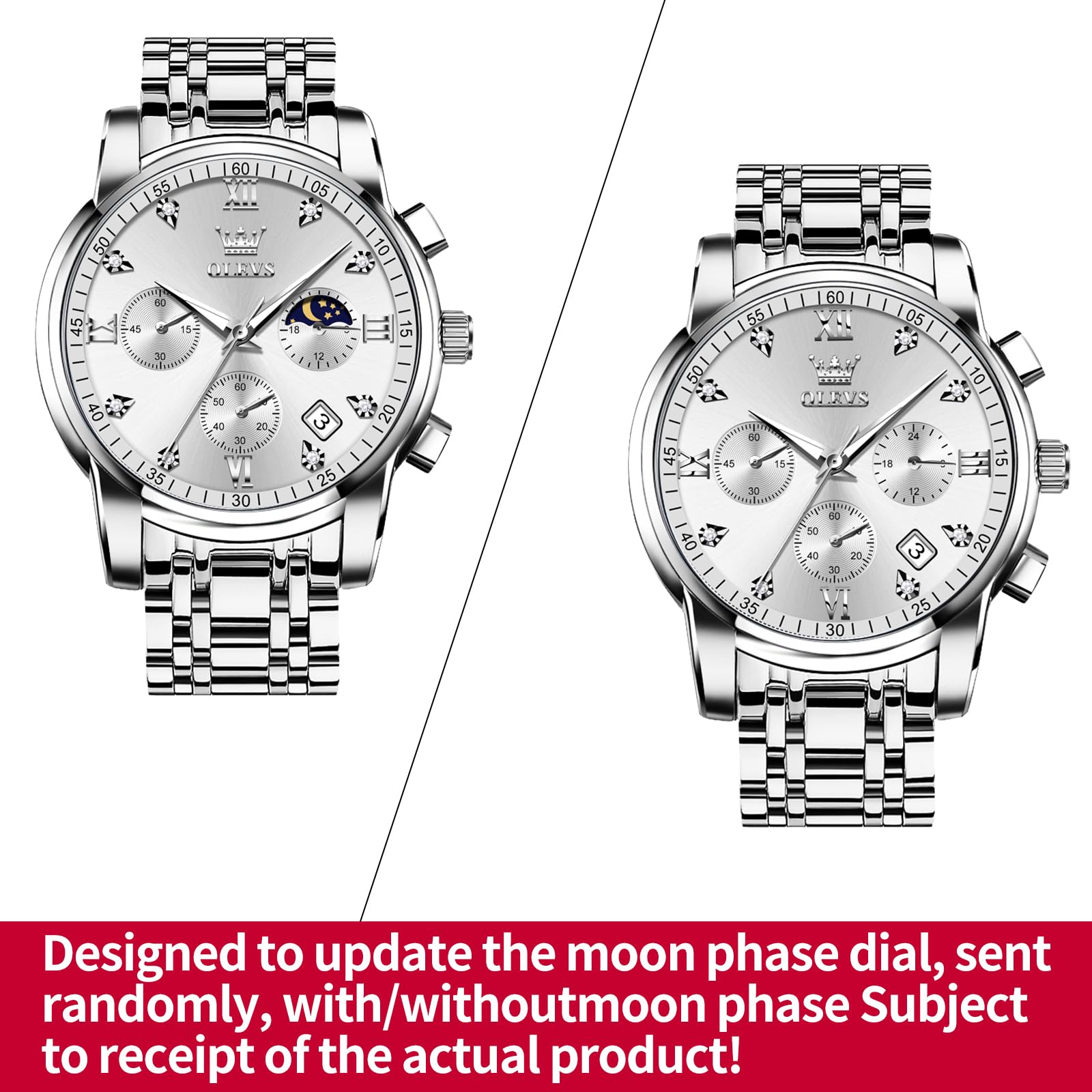 Foto 3 pulgar | Reloj Olevs Silver Dress, Cronógrafo De Lujo Para Hombre, 41 Mm - Venta Internacional.